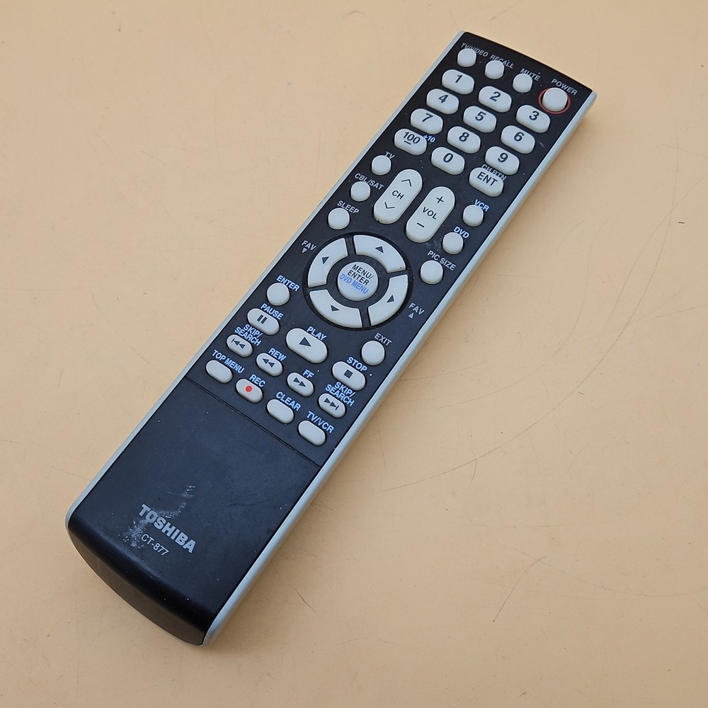 TOSHIBA CT-877 TV Remote Control 26HF85, 30HF85, 34HF85, 26HF15, 32DF46, 27DF46